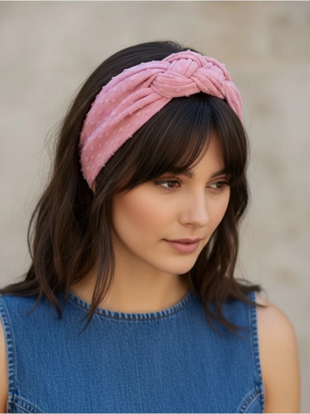 Handmade Swiss Dot in Chunky Sailor Knot Headband for Women